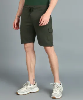 Men's Green Cotton Regular Shorts Stretchable