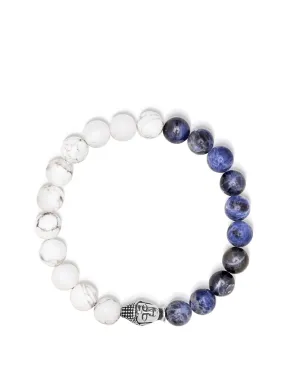 Men's Wristband with Howlite, Dumortierite, and Buddha