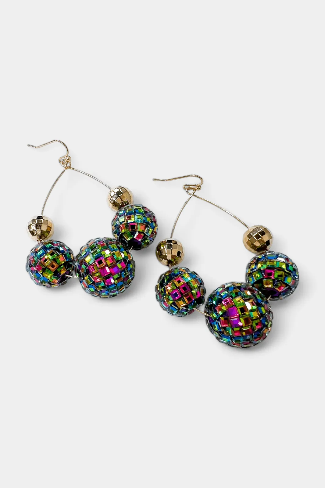 Multi Colored Disco Ball Teardrop Earrings