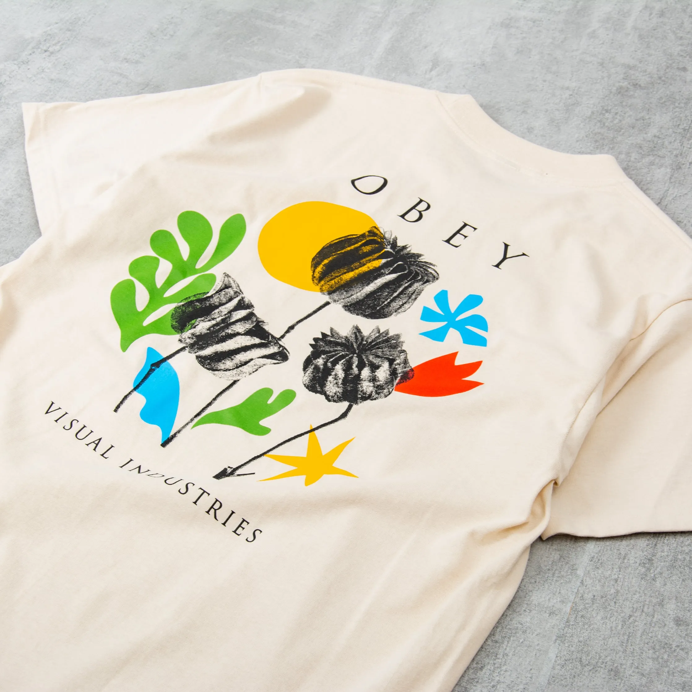 Obey Flowers Papers Scissors Tee - Cream