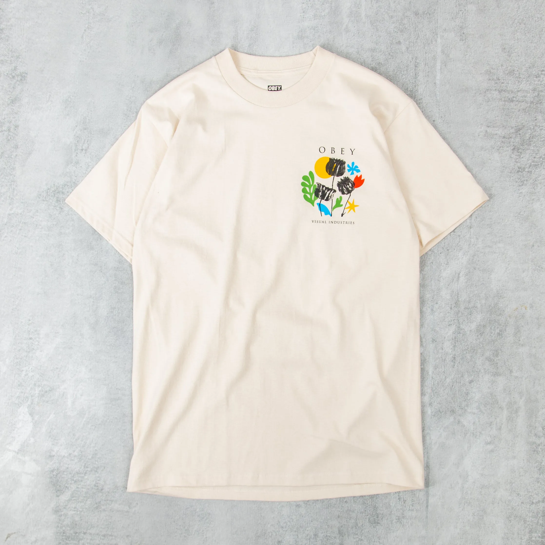 Obey Flowers Papers Scissors Tee - Cream