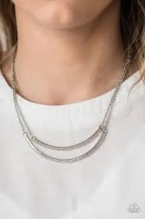 Paparazzi Accessories - Come Rain or Moonshine #N757 Peg - Silver Necklace