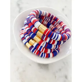 Patriotic Red, White   Blue {COLOR POP} Heishi Beads Bracelet