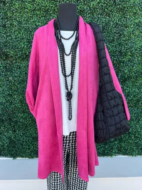 Pink Faux Suede Long Jacket