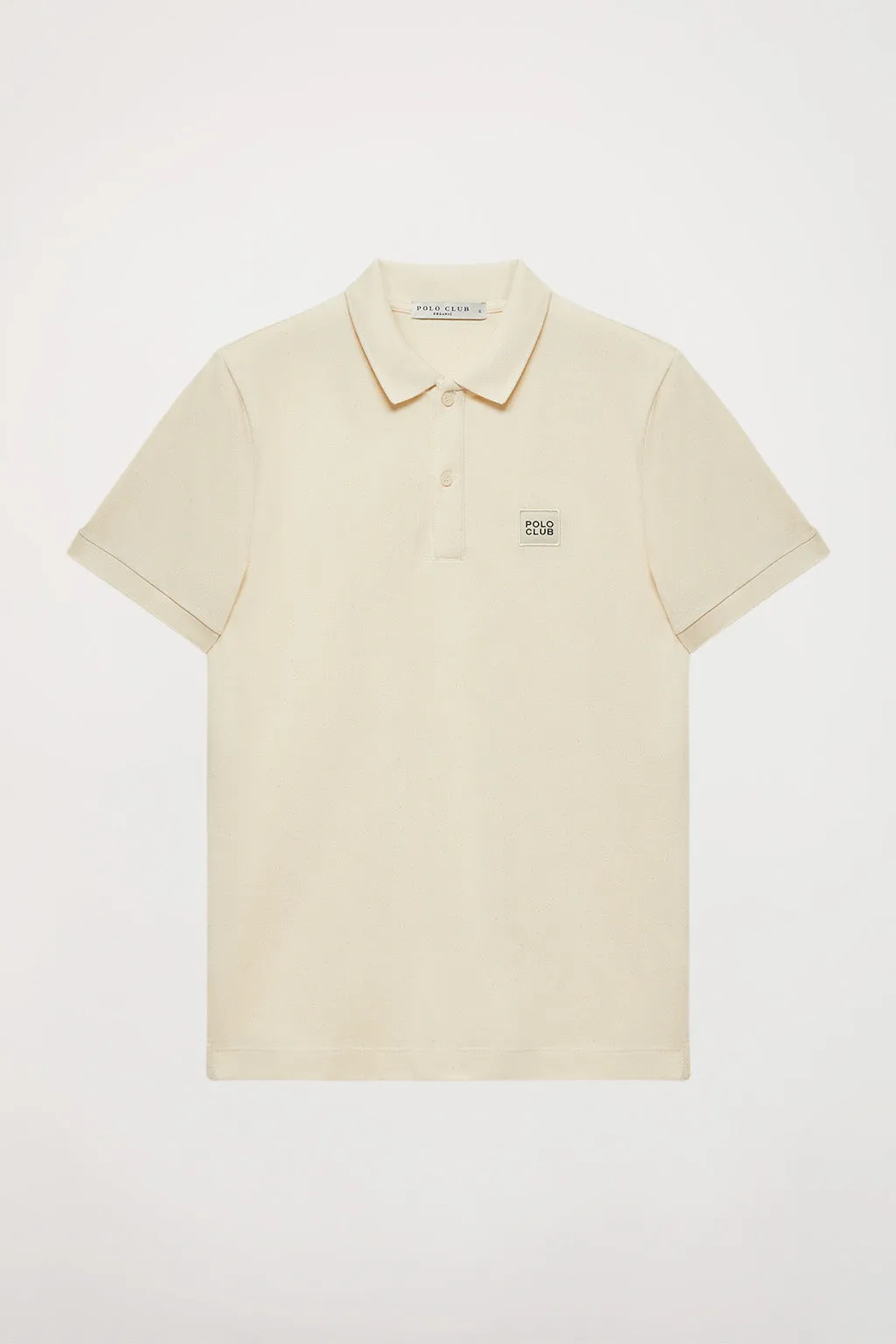 Polo orgánico de manga corta beige Neutrals con logo