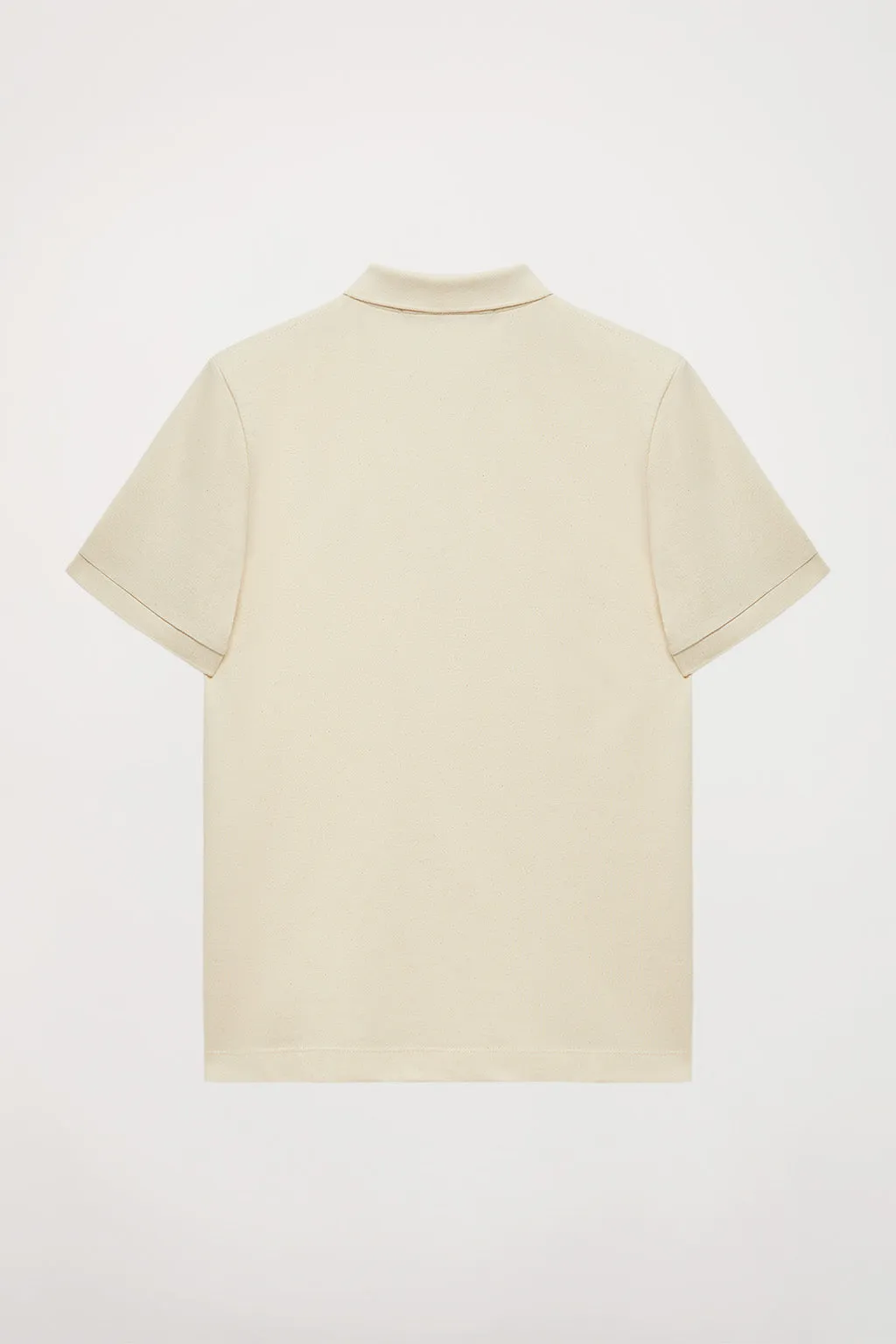 Polo orgánico de manga corta beige Neutrals con logo