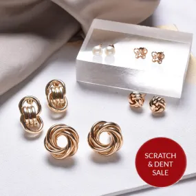 Pretzel Gold Stud Earring Set - Sample