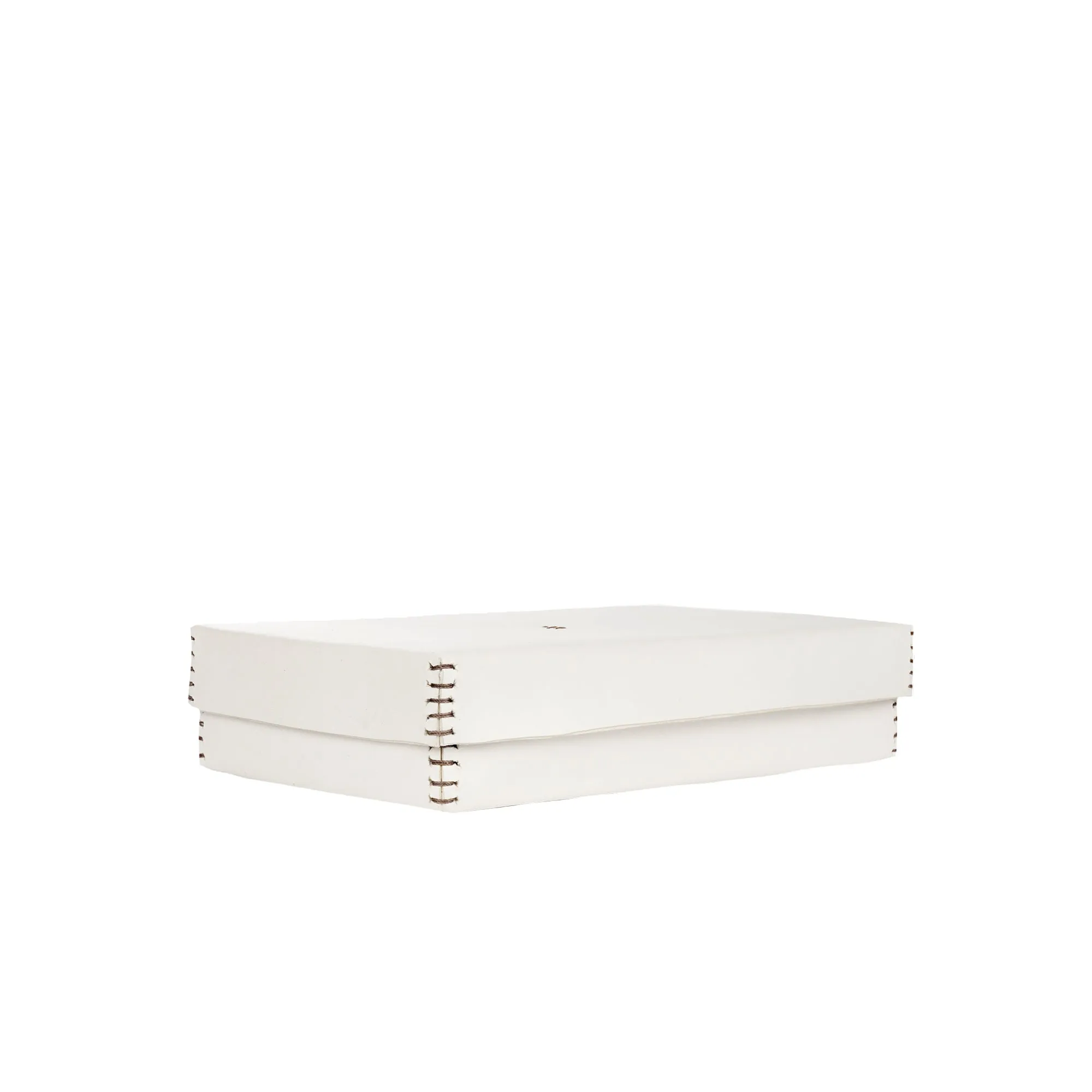 Rectangular Leather Box Dado White