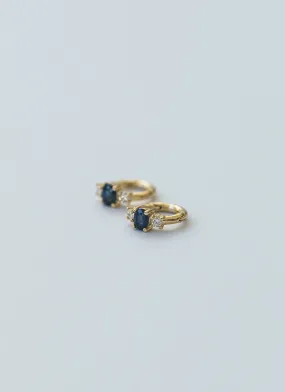 Riley diamond sapphire huggies 14k gold