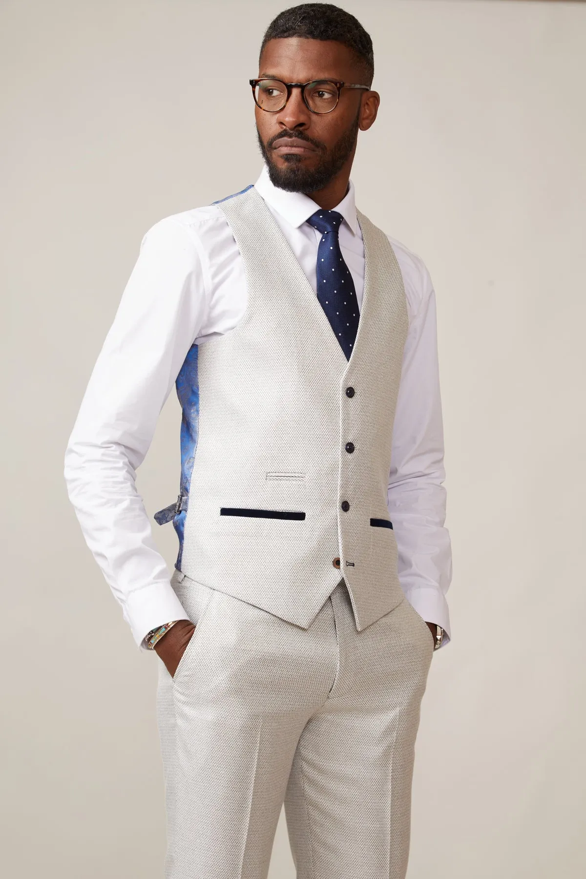 RONALD - Stone Single Breasted Waistcoat