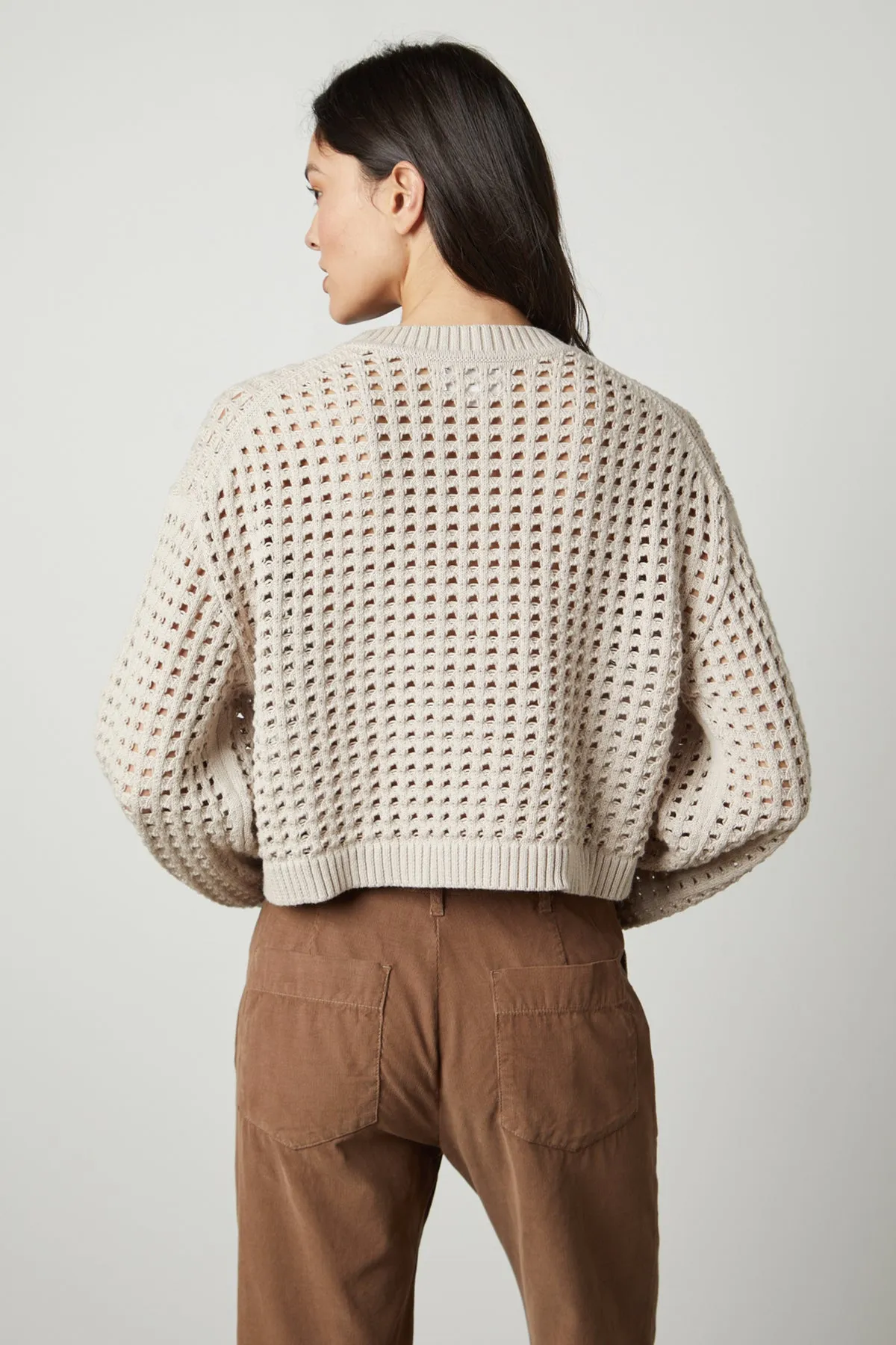 SAMMIE MESH KNIT CREW NECK SWEATER