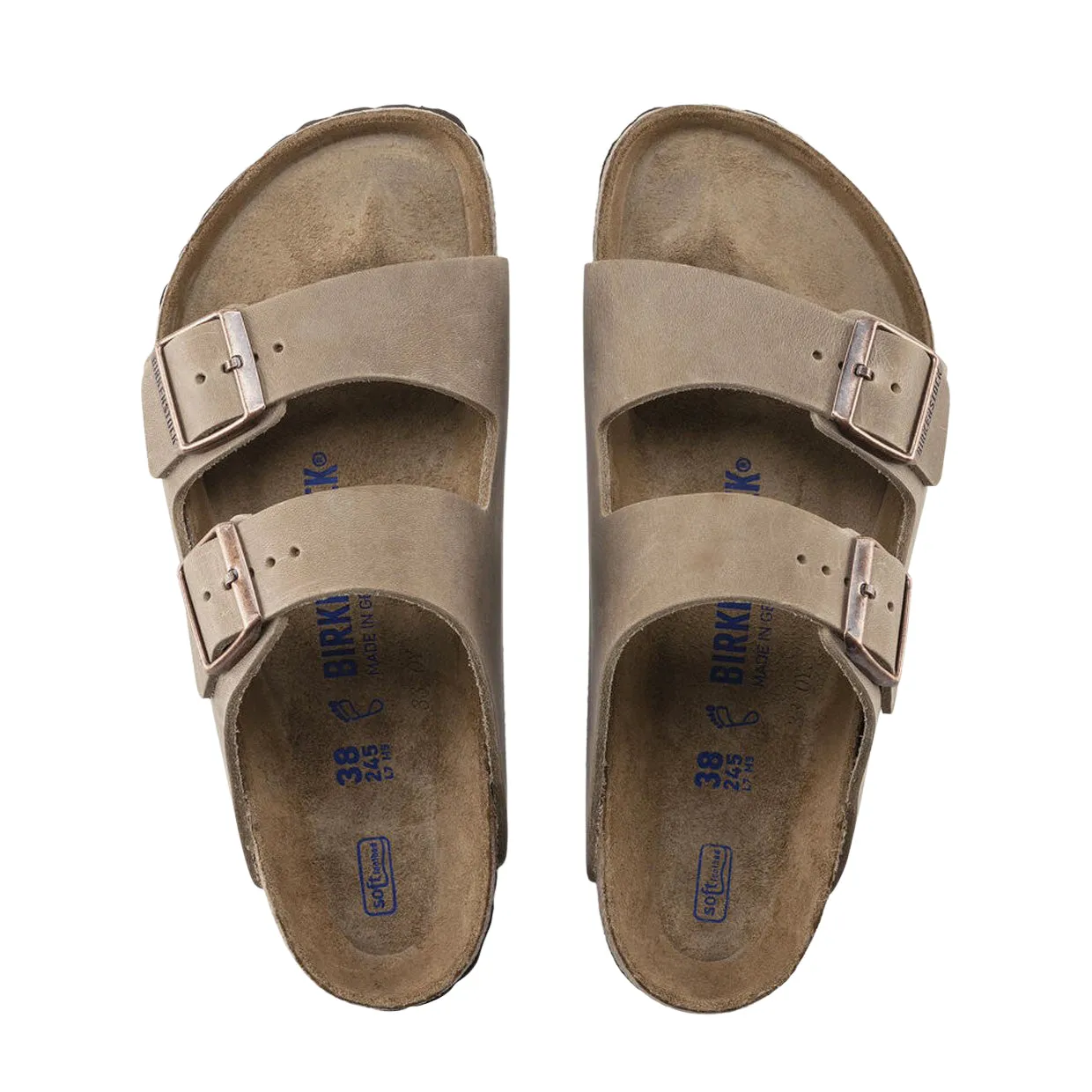 Sandali Unisex Birkenstock Arizona Plantare Morbido Pelle Oliata Marrone