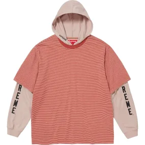 SUPREME LAYERED HOODED L/S TOP-TAN