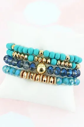 Turquoise Woodbridge mix stack bracelet set