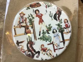 Vintage Cowgirl Pinup Car Coaster Set