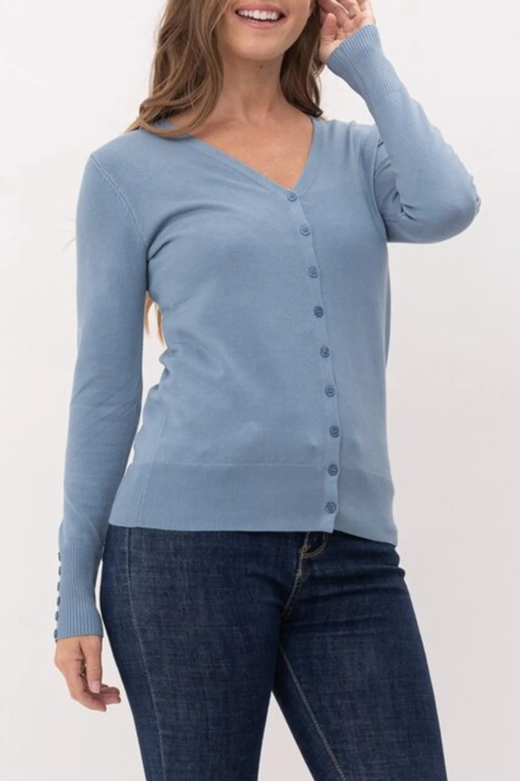 Women's Long sleeve button down V-neck cardigan